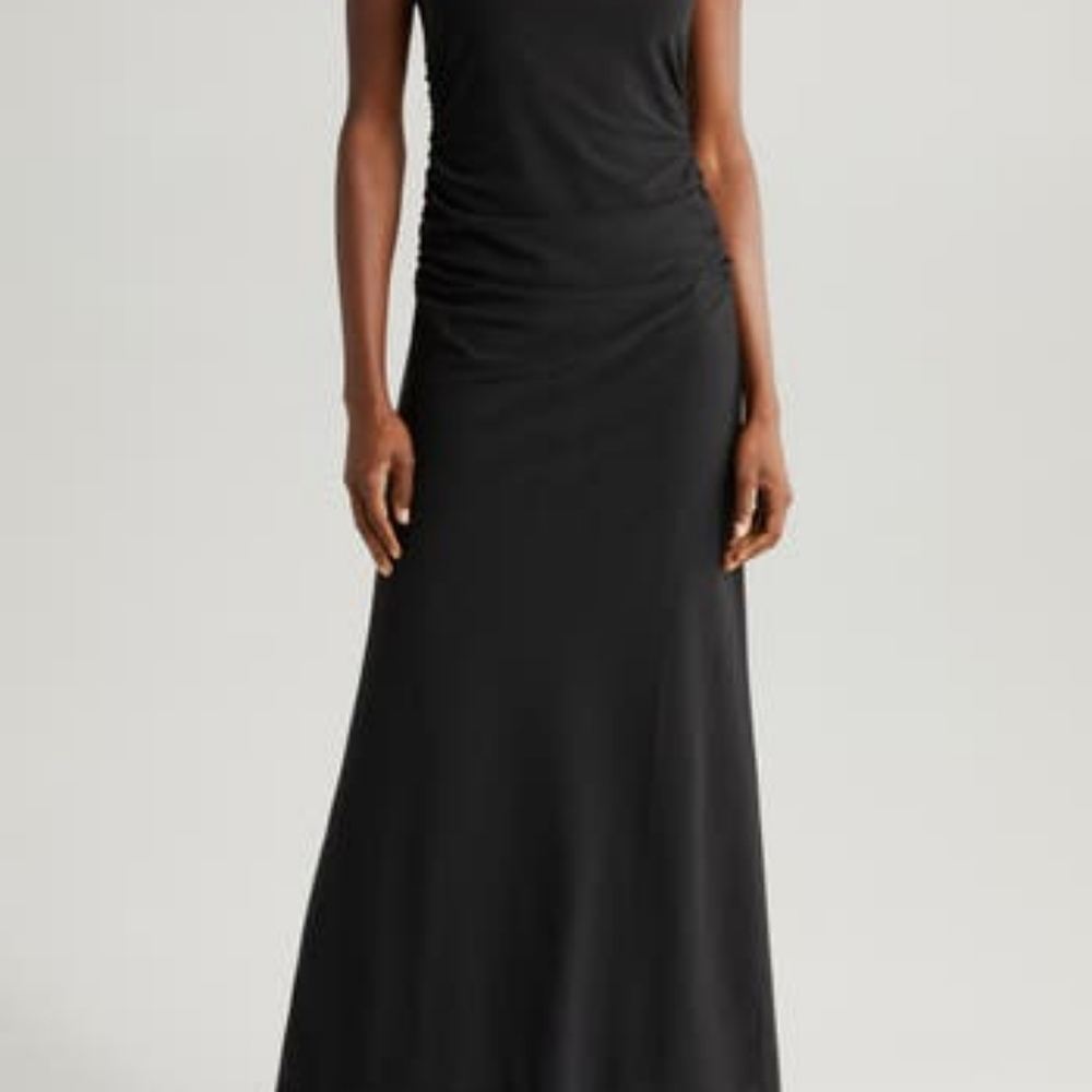 Vintage Bill Levkoff Black Velvet Rayon Chiffon Princess Gown size 20